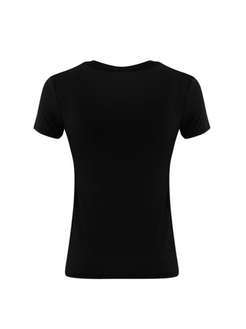 T-shirt in viscosa nero con logo strass Patrizia Pepe | CM1419 J013K103